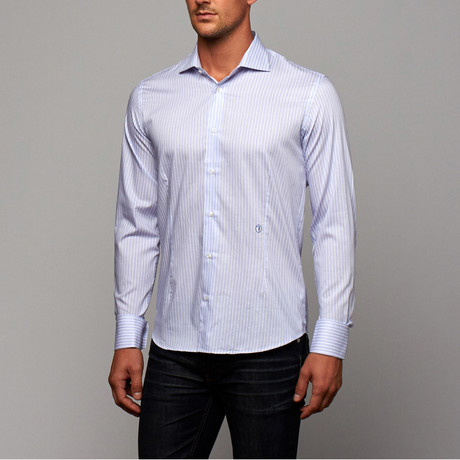 Button-Up Shirt // Light Blue + White Stripe (US: 15.5R)