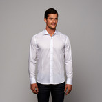 Button-Up Shirt // White + Grey Stripe (US: 17.25R)