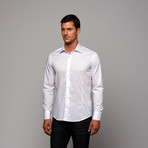 Button-Up Shirt // White + Navy Stripe (US: 17R)