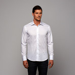 Button-Up Shirt // White + Navy Stripe (US: 17.25R)