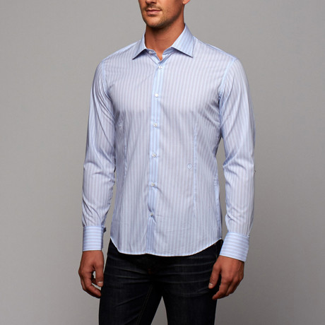 Button-Up Shirt // Light Blue + Grey Stripe (US: 15.5R)