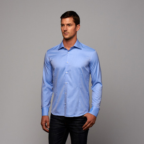 Button-Up Shirt // Blue Herringbone (US: 15.5R)