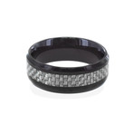 Black Plated Steel + Grey Carbon Fiber Ring (Size 7)