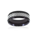 Black Plated Steel + Grey Carbon Fiber Ring (Size 7)