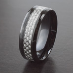 Black Plated Steel + Grey Carbon Fiber Ring (Size 7)