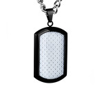 Black Steel + White Carbon Fiber Dog Tag Pendant