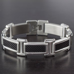 Stainless Steel + Black Carbon Fiber Link Bracelet