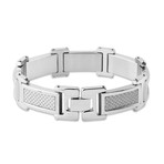 Stainless Steel & Grey Carbon Fiber Link Bracelet