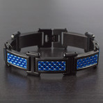 Carbon Fiber Link Bracelet // Blue + Black
