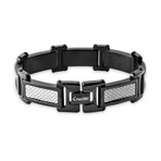 Polished Carbon Fiber Inlay Link Bracelet // Black + Gray