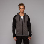 Firepower Zip Hoodie // Black + Grey (L)