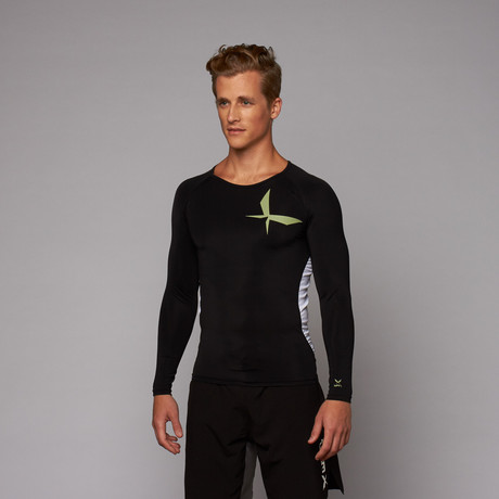 Coretech Long Sleeve Compression Top // Black + White (XS)