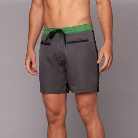 Rio 5" Swim Trunk // Black, Grey + Aqua (28)