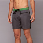 Rio 5" Swim Trunk // Black, Grey + Aqua (36)