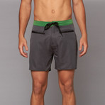 Rio 5" Swim Trunk // Black, Grey + Aqua (36)