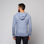Artistry in Motion // Raino Henley Hooded Top // Medium Blue (S)