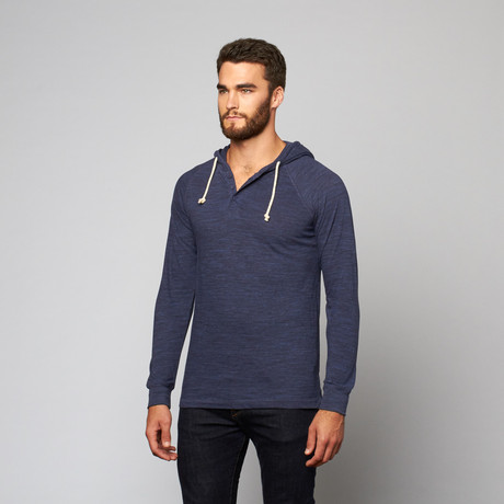 Artistry in Motion // Raino Henley Hooded Top // Navy (XL)
