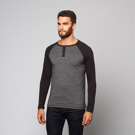 Alpha Beta // Baseball Raglan // Solid Caviar + Caviar Marl (M)