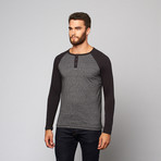 Alpha Beta // Baseball Raglan // Solid Caviar + Caviar Marl (M)