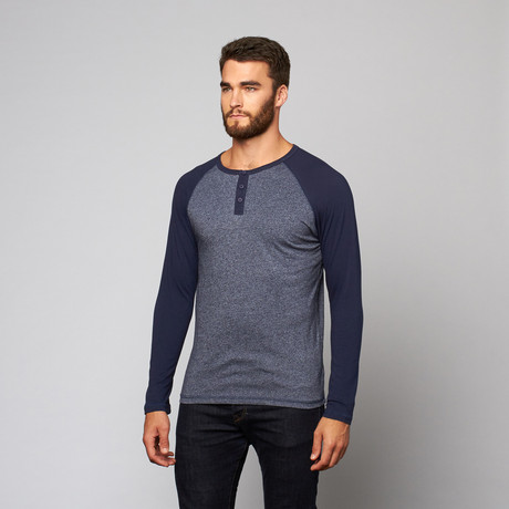 Alpha Beta // Baseball Raglan // Solid Mood Indigo + Mood Indigo Marl (S)