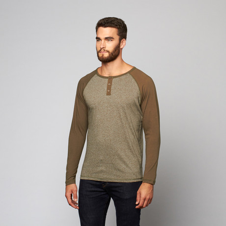 Alpha Beta // Baseball Raglan // Solid Olive Night + Olive Night Marl (L)