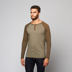 Alpha Beta // Baseball Raglan // Solid Olive Night + Olive Night Marl (L)