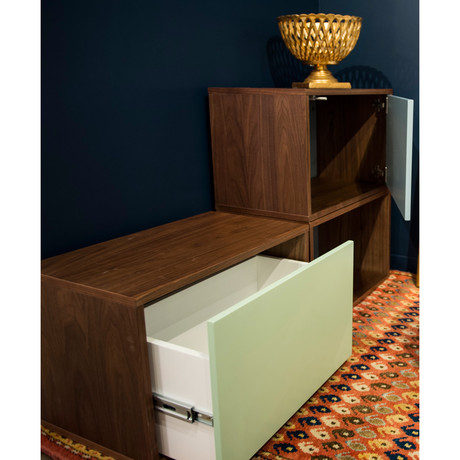 Walnut Storage Cubical // Door (Green)