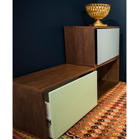 Walnut Storage Cubical // Drawer (Green)