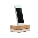 Bamboo Wood + Gold iPhone Docking Station