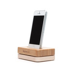 Bamboo Wood + Gold iPhone Docking Station