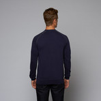 Contrast Fitted Pullover Sweatshirt // Navy (2XL)