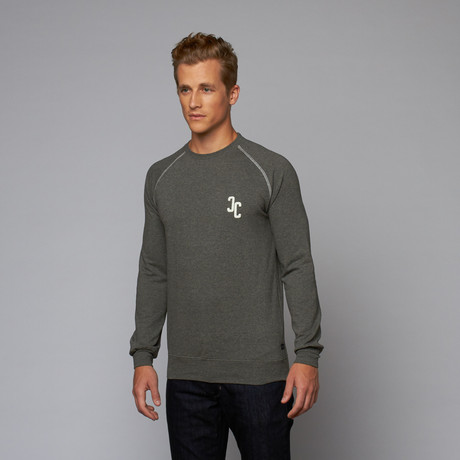 Contrast Fitted Pullover Sweatshirt // Grey (S)