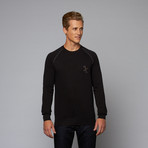 Contrast Fitted Pullover Sweatshirt // Black (S)