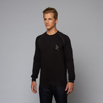 Contrast Fitted Pullover Sweatshirt // Black (S)