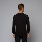 Contrast Fitted Pullover Sweatshirt // Black (S)