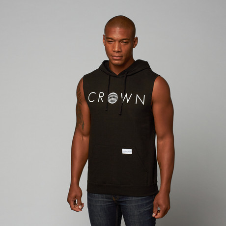 California Crown // The Community Sleeveless Hoodie // Black (S)