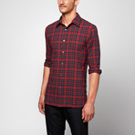 John Varvatos Star USA // Button Up Shirt // Crimson Plaid (S)