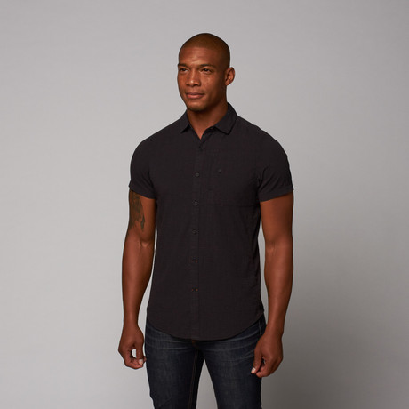 Spot On Button Up Shirt // Caviar Dot (M)