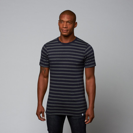 Scattered Stripe Tee // Navy (S)
