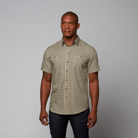 Mini Check Short Sleeve Shirt // Tan + Black (S)