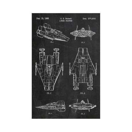 A-Wing Fighter // Star Wars (White Grid // 11"L x 17"W)