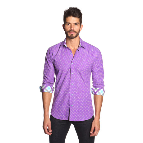 THOMAS Button Up Shirt // Purple Ditsy Print (S)
