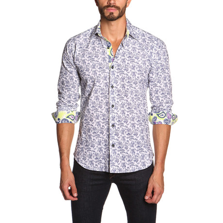 Jared Lang // THOMAS Button-Up Shirt // Navy Modern Paisley (S)