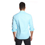 THOMAS Button Up Shirt // Turquoise Geometric (S)