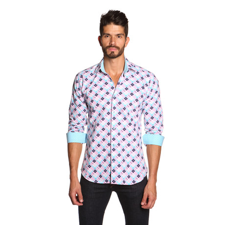 THOMAS Button Up Shirt // Pink Argyle (S)