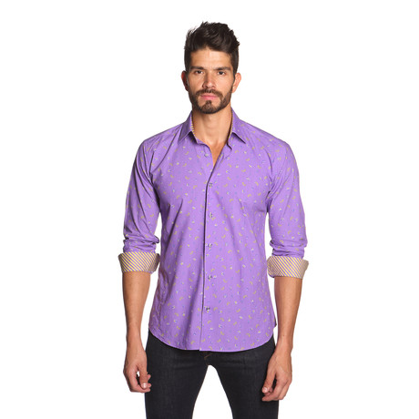 THOMAS Button Up Shirt // Purple Ditsy Paisley (S)