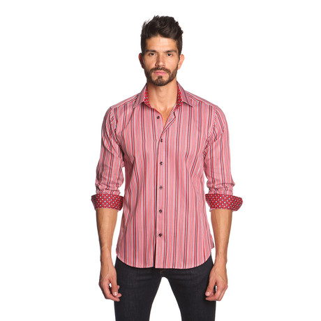 THOMAS Button-Up Shirt // Red Stripe (S)