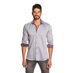 THOMAS Button-Up // Grey + Red Paisley (M)