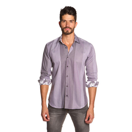 THOMAS Button-Up Shirt // Purple Variegated Stripe (S)