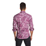 THOMAS Button Up Shirt // Burgundy Paisley (L)